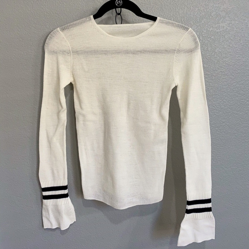 Brand New Vince Ribbed Stripe Cuff Crew Sweater